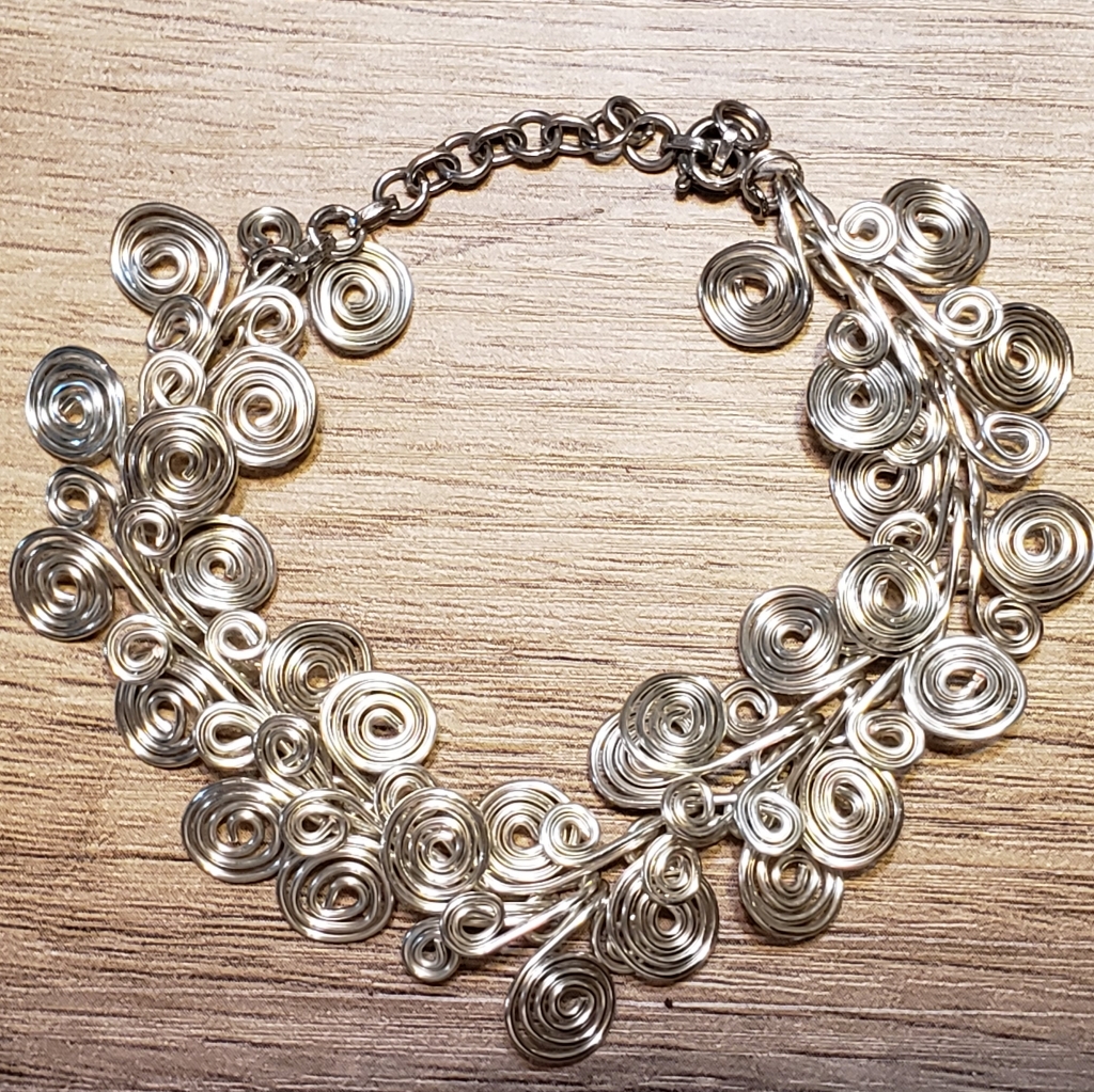 Hand Crafted Sterling Silver Plated Spiral Chain